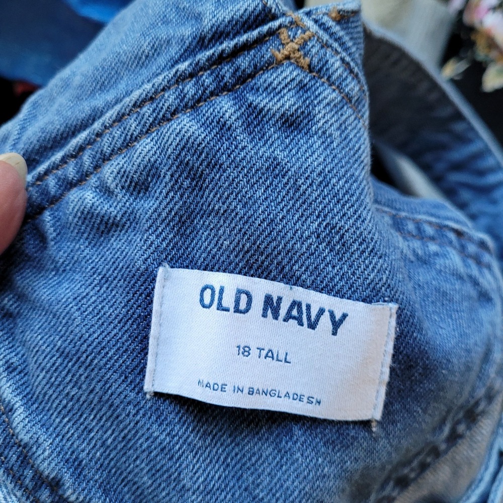 Old Navy Denim Overalls Women SZ 18 Tall casual boho country girl Western street - Picture 2 of 10